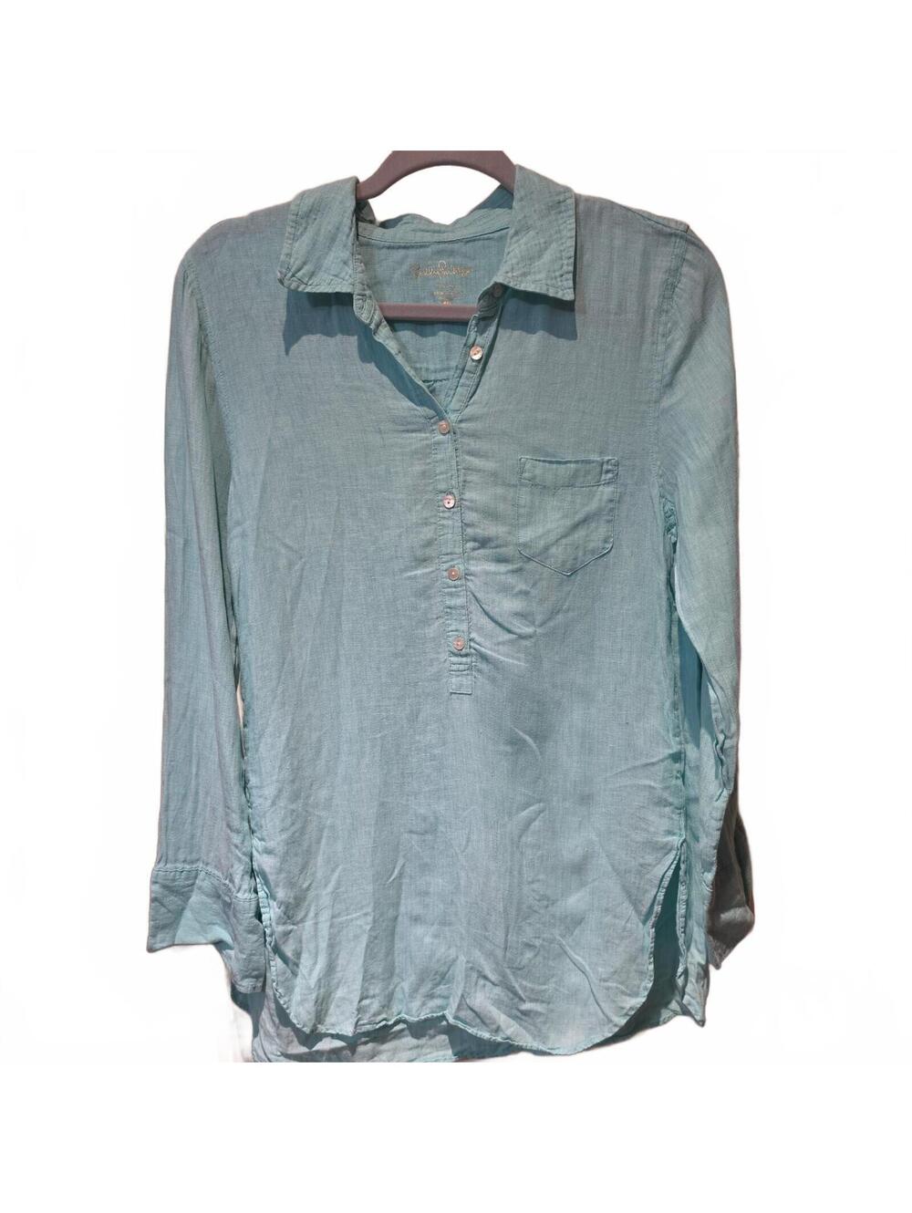 Lilly Pulitzer Size 8 Deanna Linen Popover Woven Tunic seafoam Green  M
